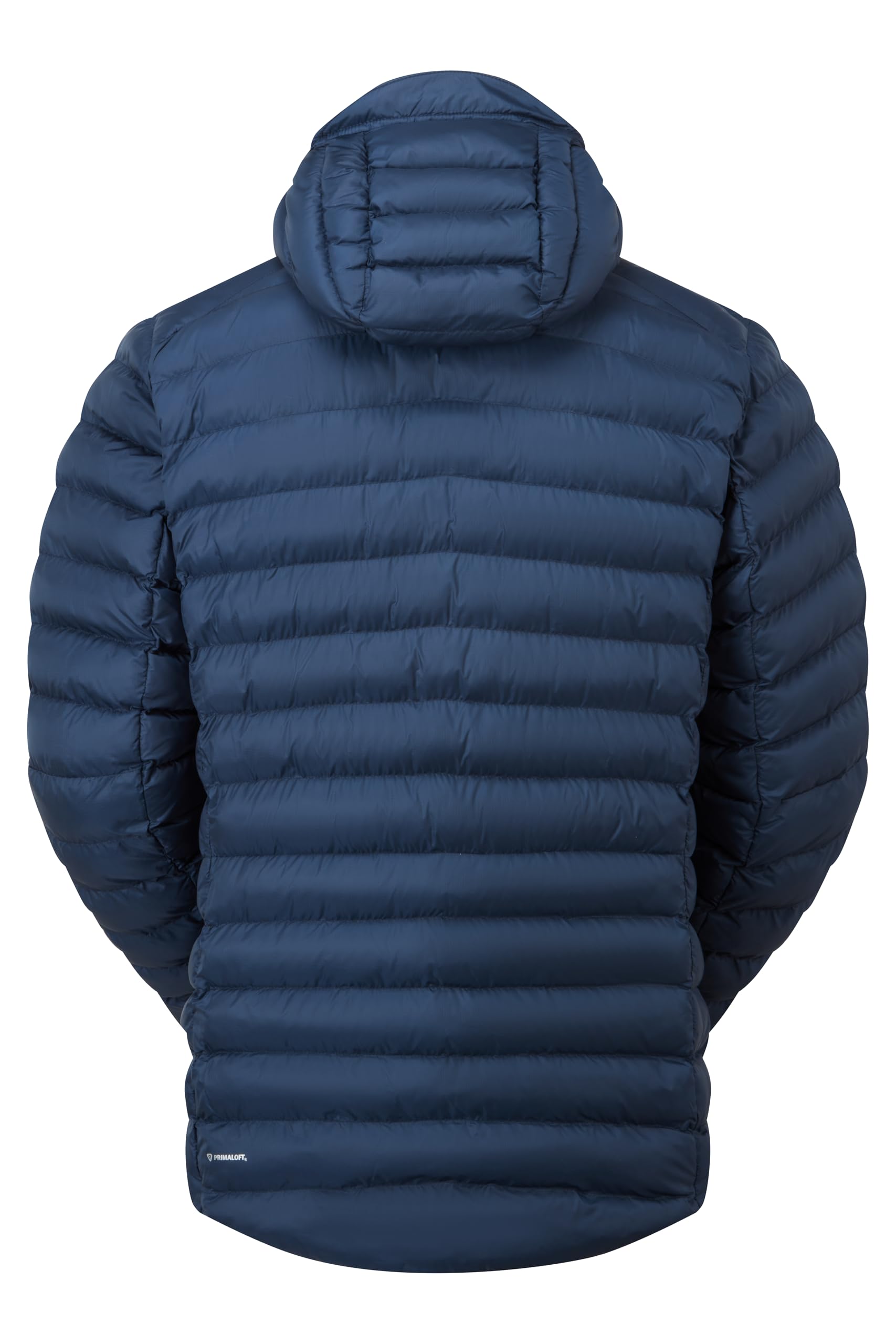 Rab Cirrus Alpine Jacket Tempest Blue with stretch cuffs supports precise layering.