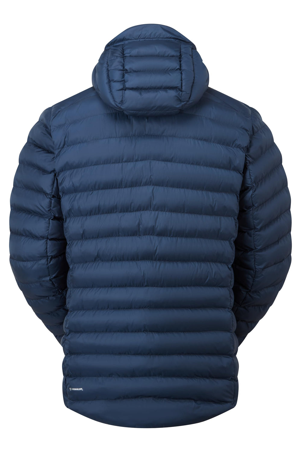 Rab Cirrus Alpine Jacket Tempest Blue with stretch cuffs supports precise layering.