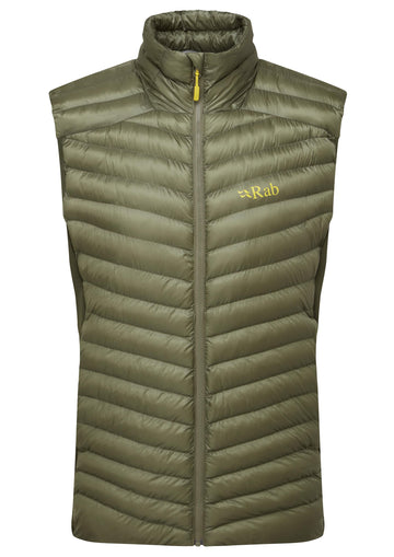 Rab Cirrus Flex Vest front view showing compact packability and warmth.