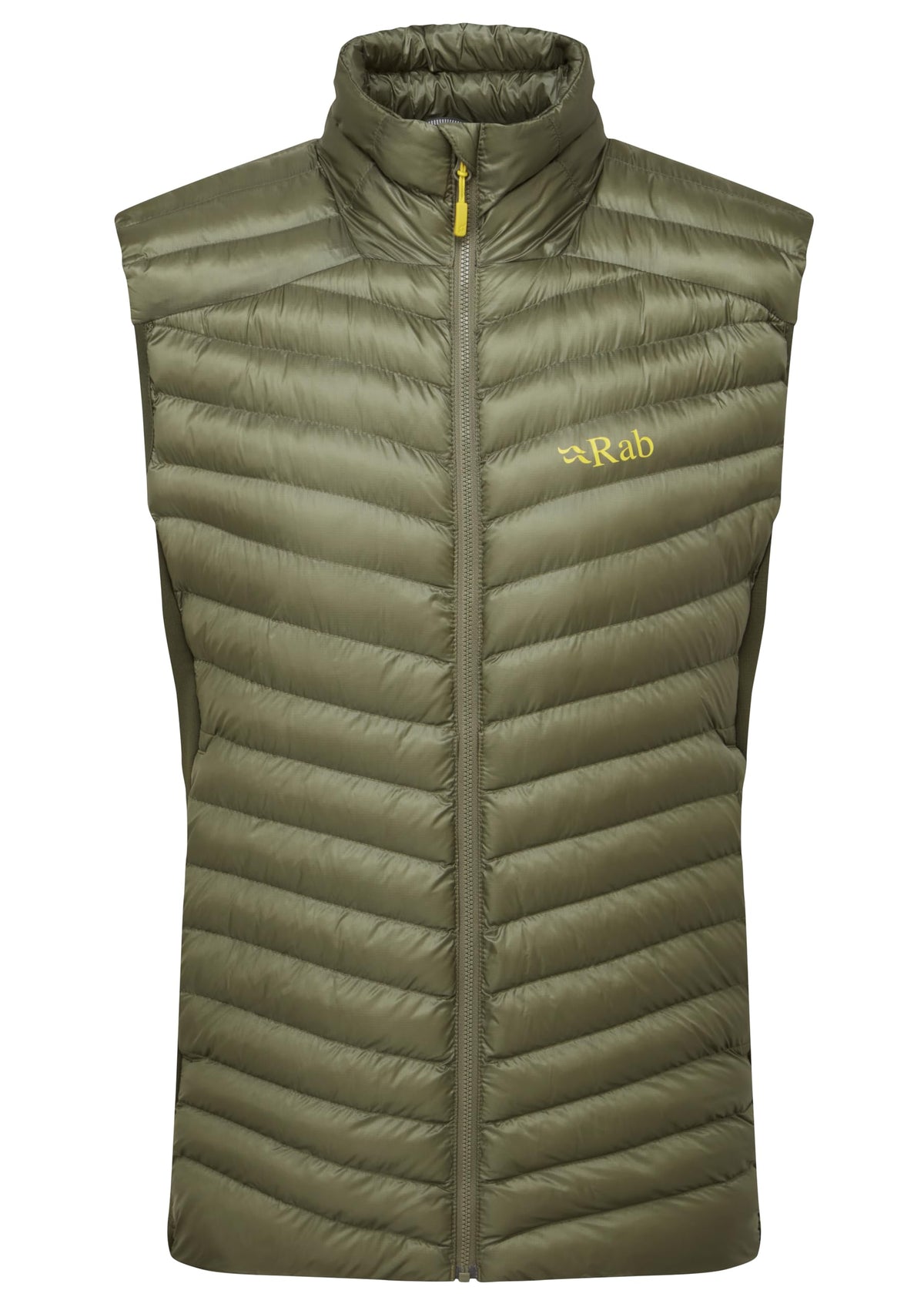 Rab Cirrus Flex Vest front view showing compact packability and warmth.