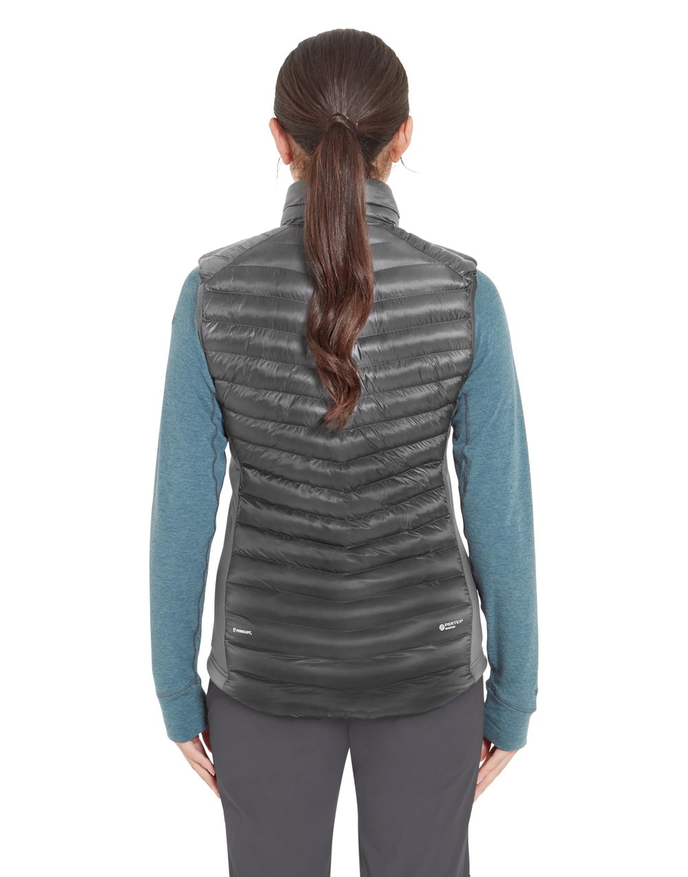 Rab Cirrus Flex Vest side view showing windproof profile on alpine treks.