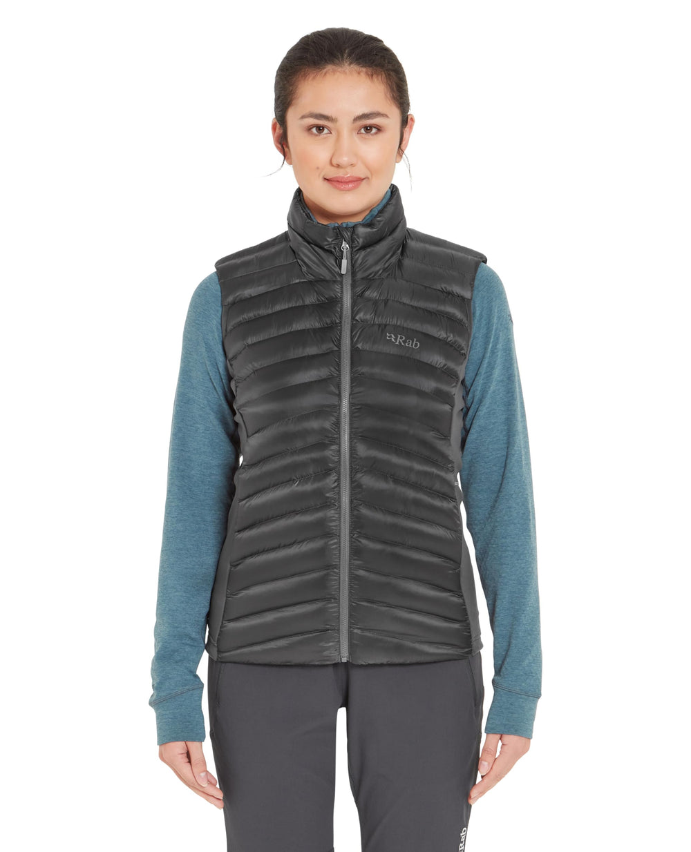 Rab Cirrus Flex Vest worn on a hike illustrating versatile insulation layer.