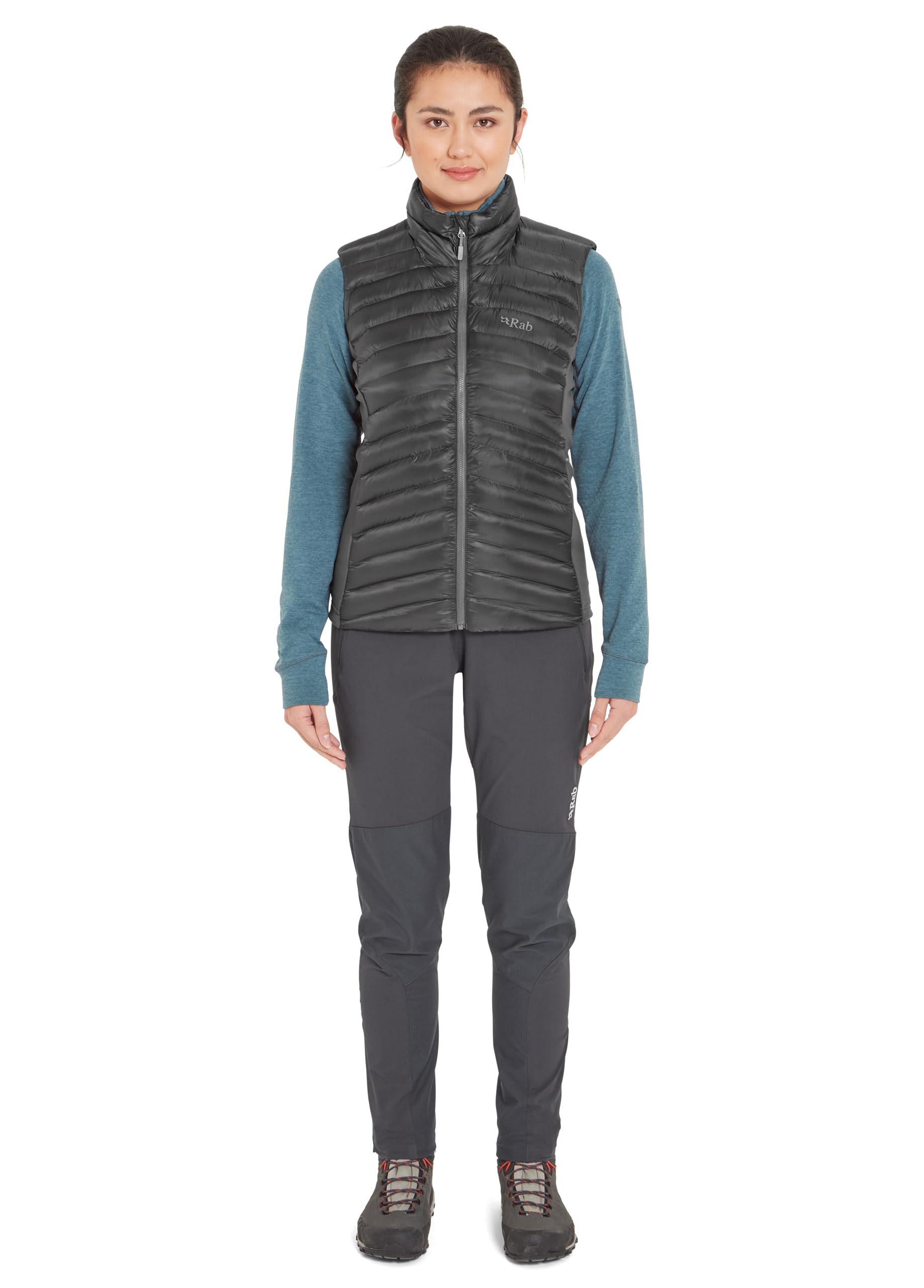 Rab Cirrus Flex Vest zipper detail showcasing smooth operation and accessibility.
