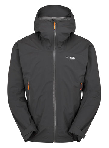 Rab Downpour Light Jacket packable hood ready for on-the-go rain hikes.