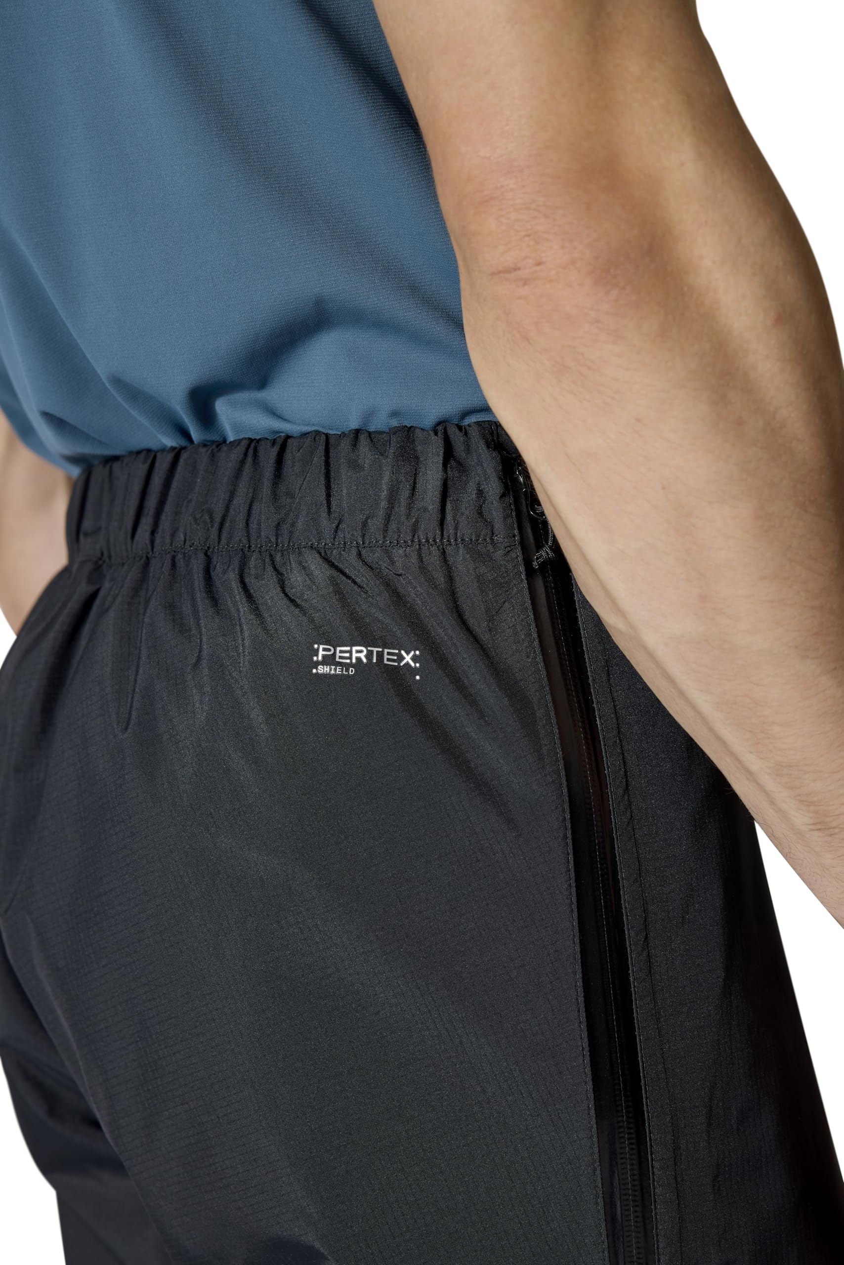 Rab Downpour Mountain Pants black on trail show versatile rain pants for hikers