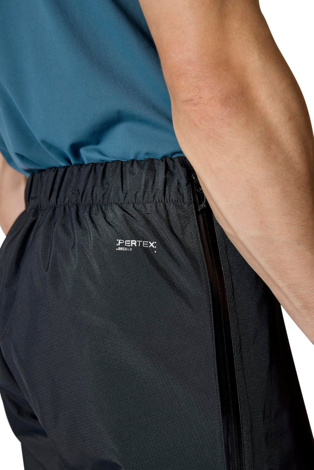Rab Downpour Mountain Pants black on trail show versatile rain pants for hikers