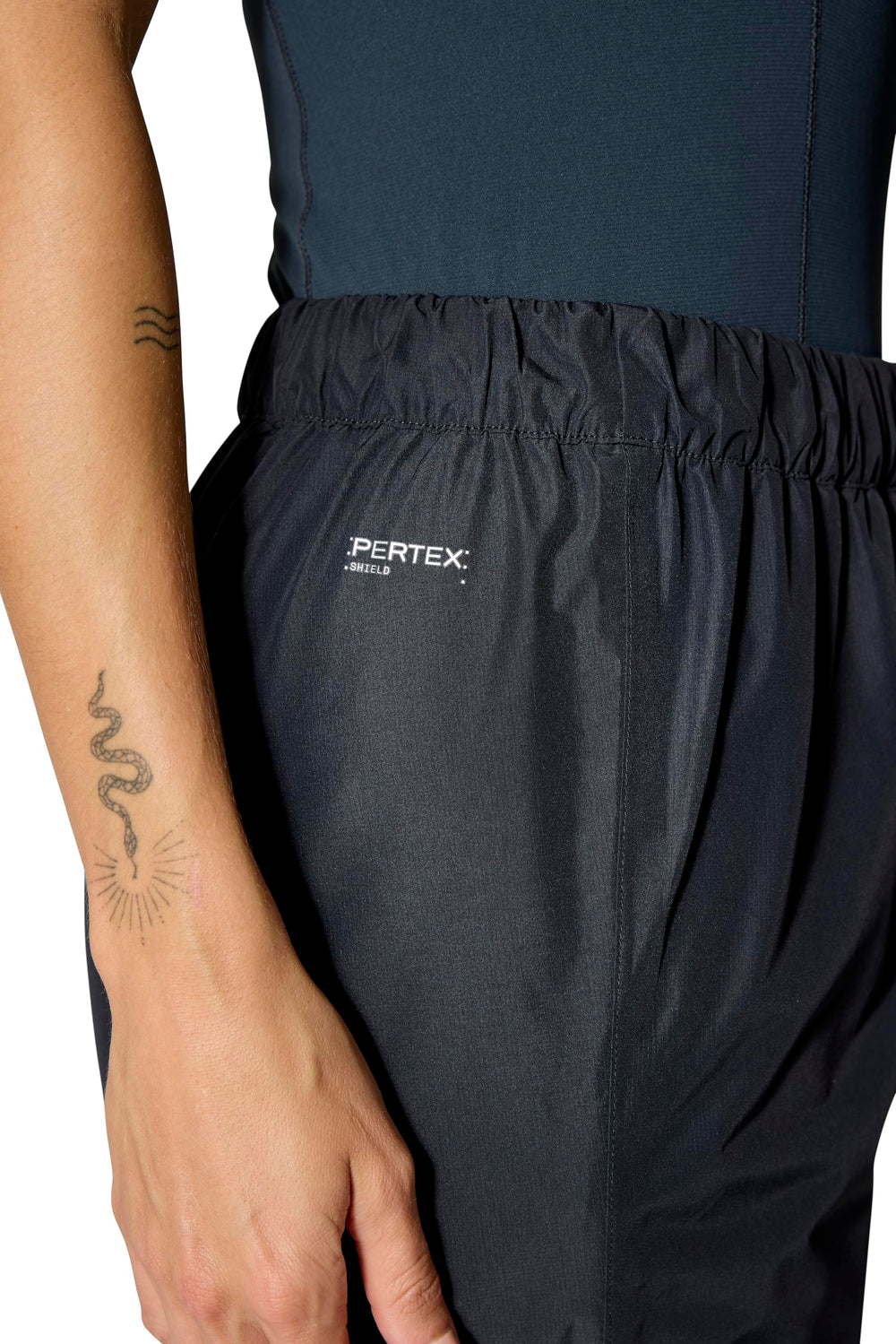 Rab Downpour Pants back view showcases a regular gusseted fit