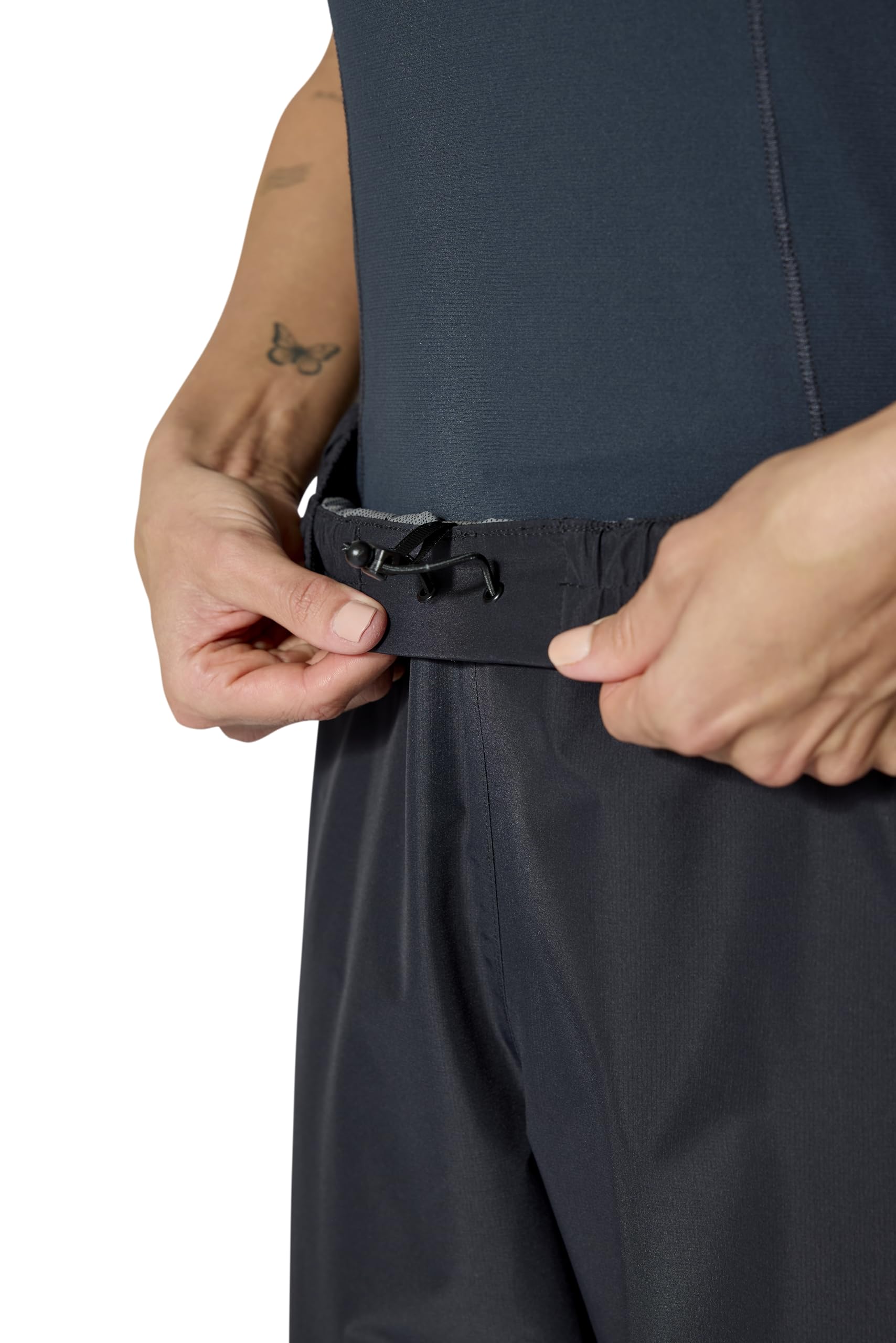 Rab Downpour Pants hem adjustment keeps fit secure over footwear
