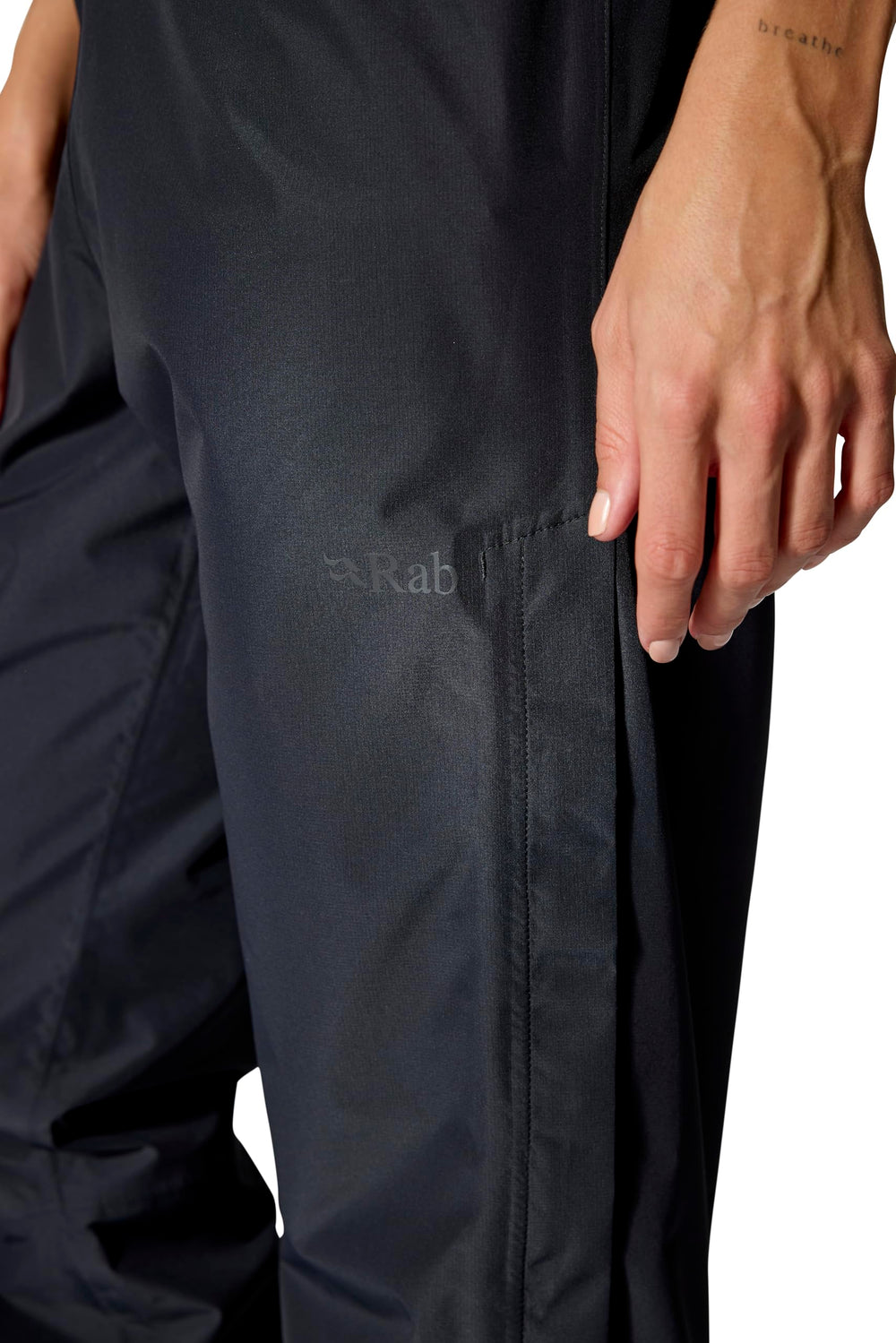 Rab Downpour Pants ventilation zip provides cooling during climbs