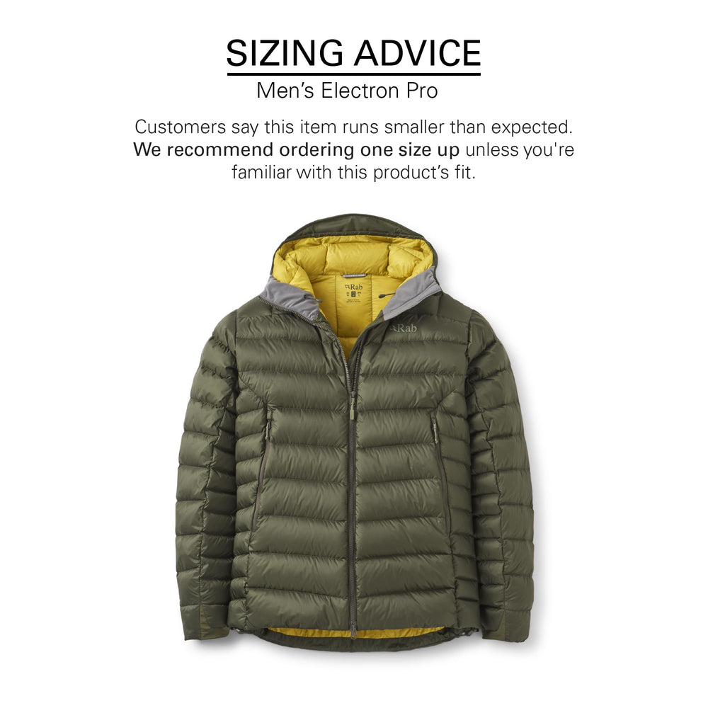 Rab Electron Pro hood peak close-up demonstrates helmet-friendly hood for secure fit