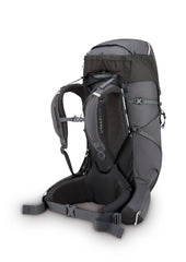 Rab Exion 55L backpack back panel and straps with adjustable fit.