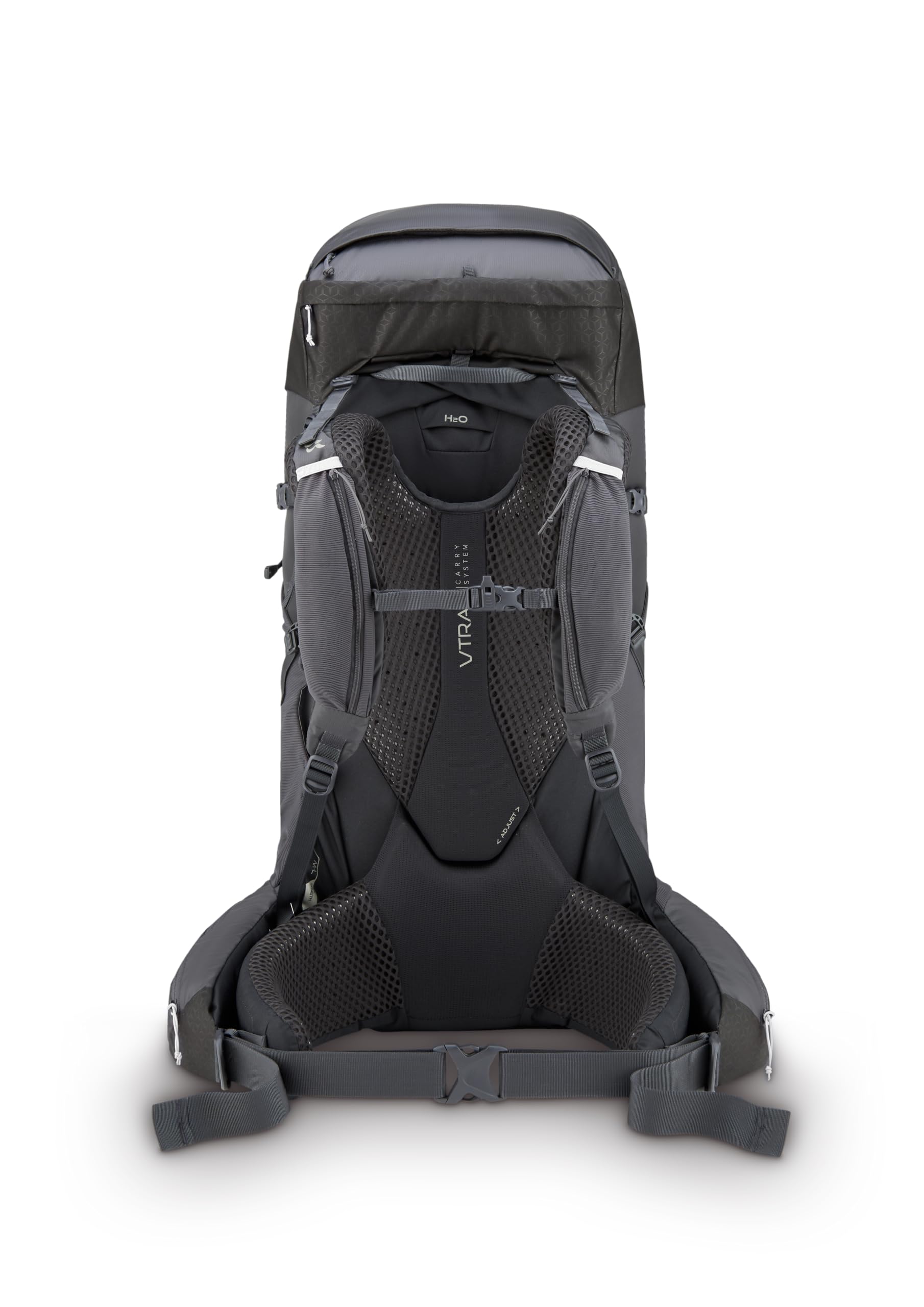 Rab Exion 55L backpack lid open showing quick-access main pouch.