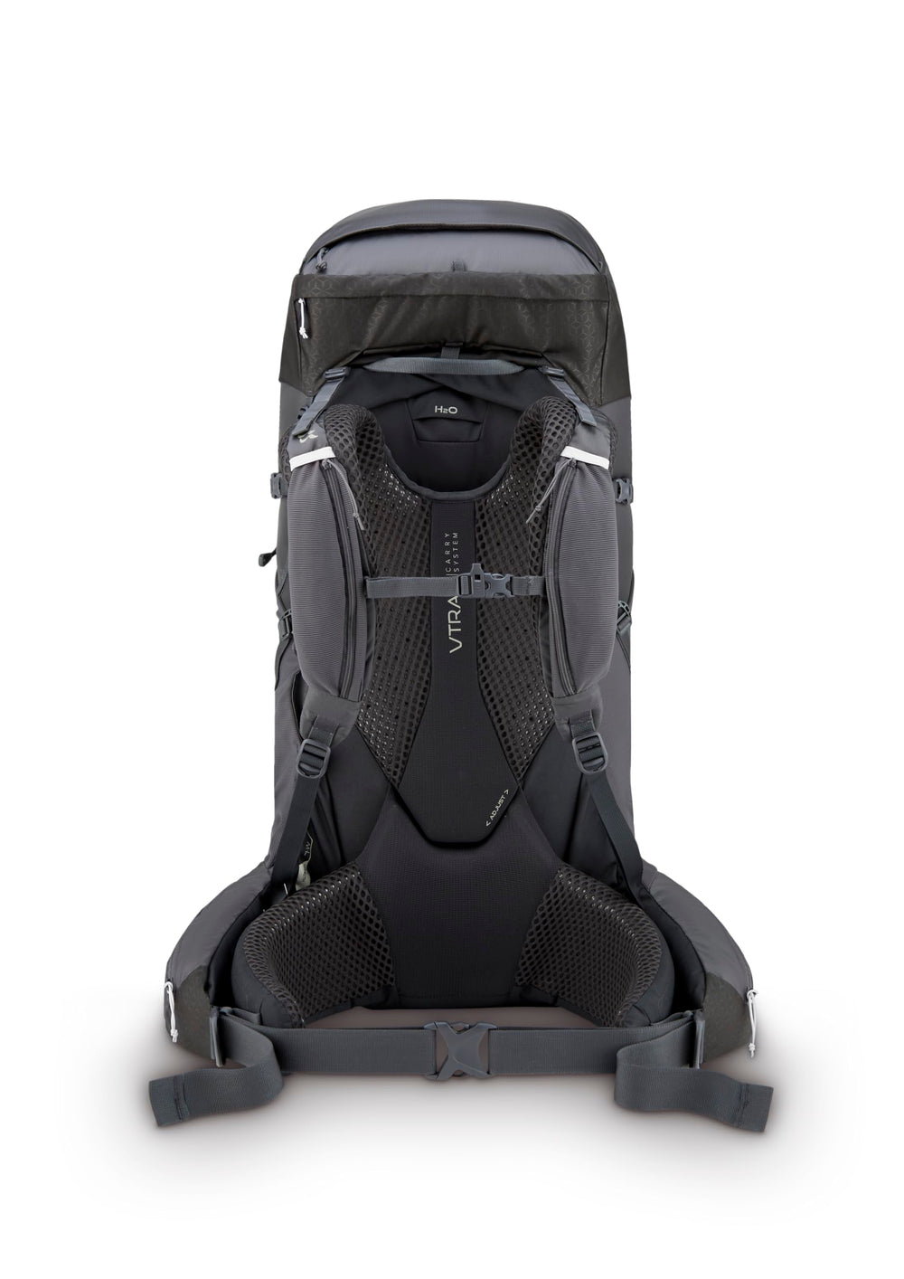 Rab Exion 55L backpack lid open showing quick-access main pouch.