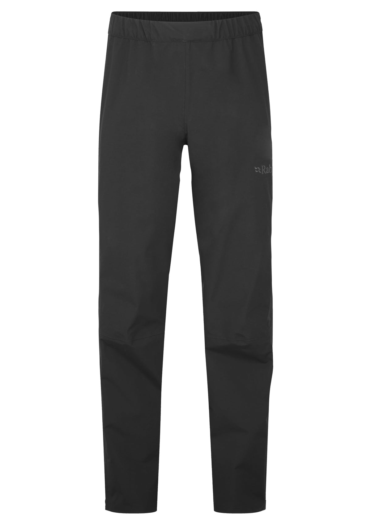 Rab Firewall pants front view for rugged mountain hikes in wet weather.