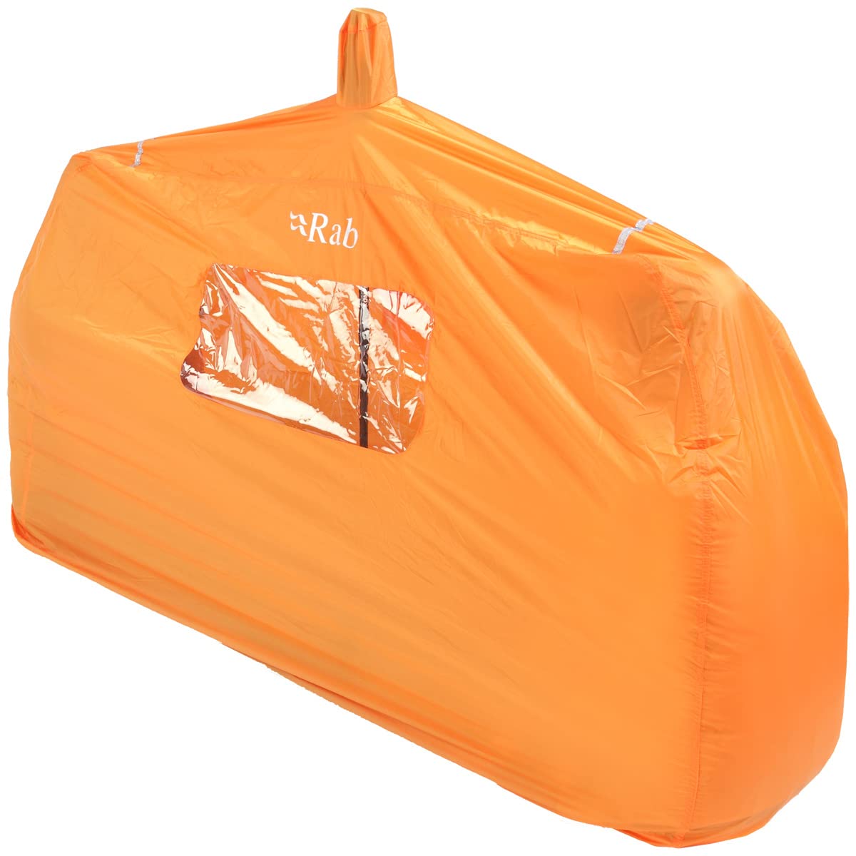 Rab Group Shelter 2P orange provides windproof, waterproof emergency protection for backcountry trips