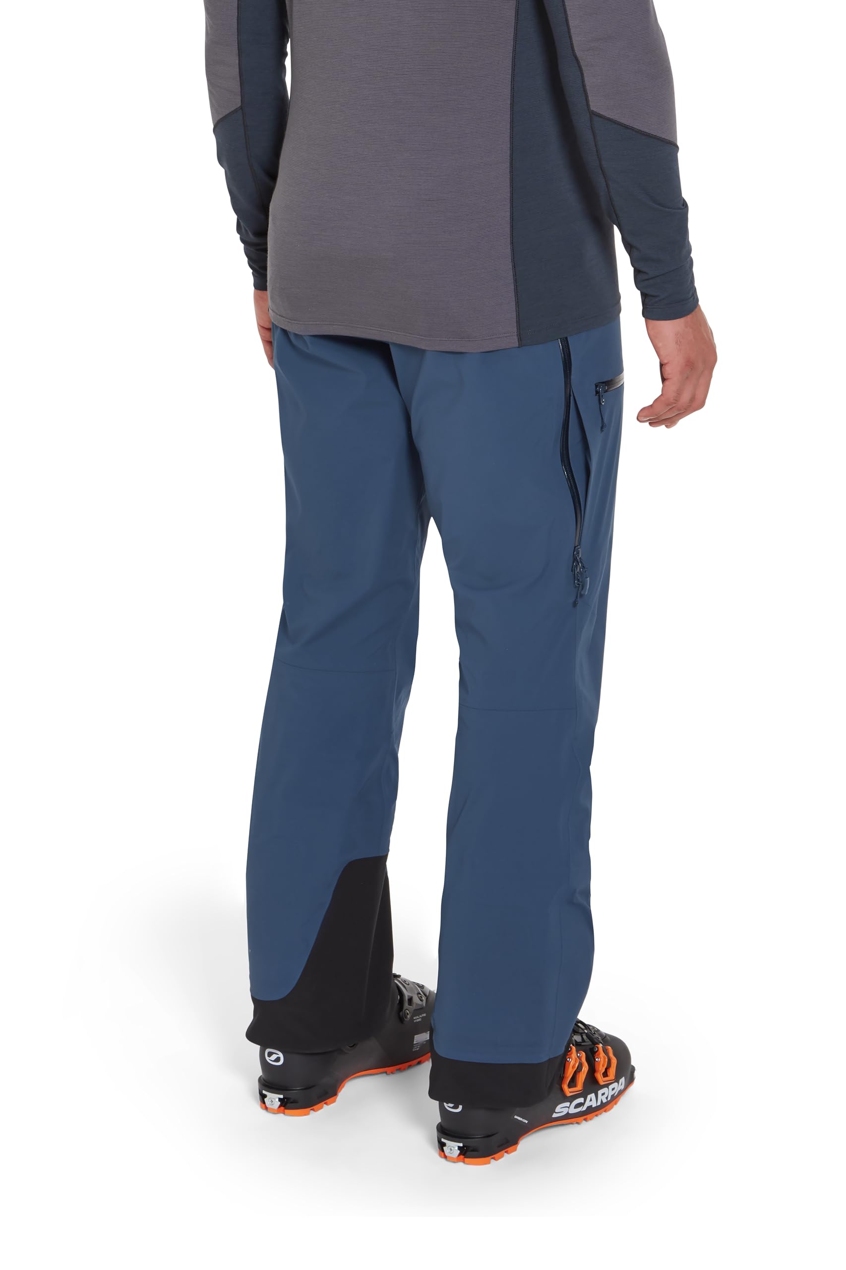 Rab Khroma Kinetic pants reveal side vents for cooling during climbs.
