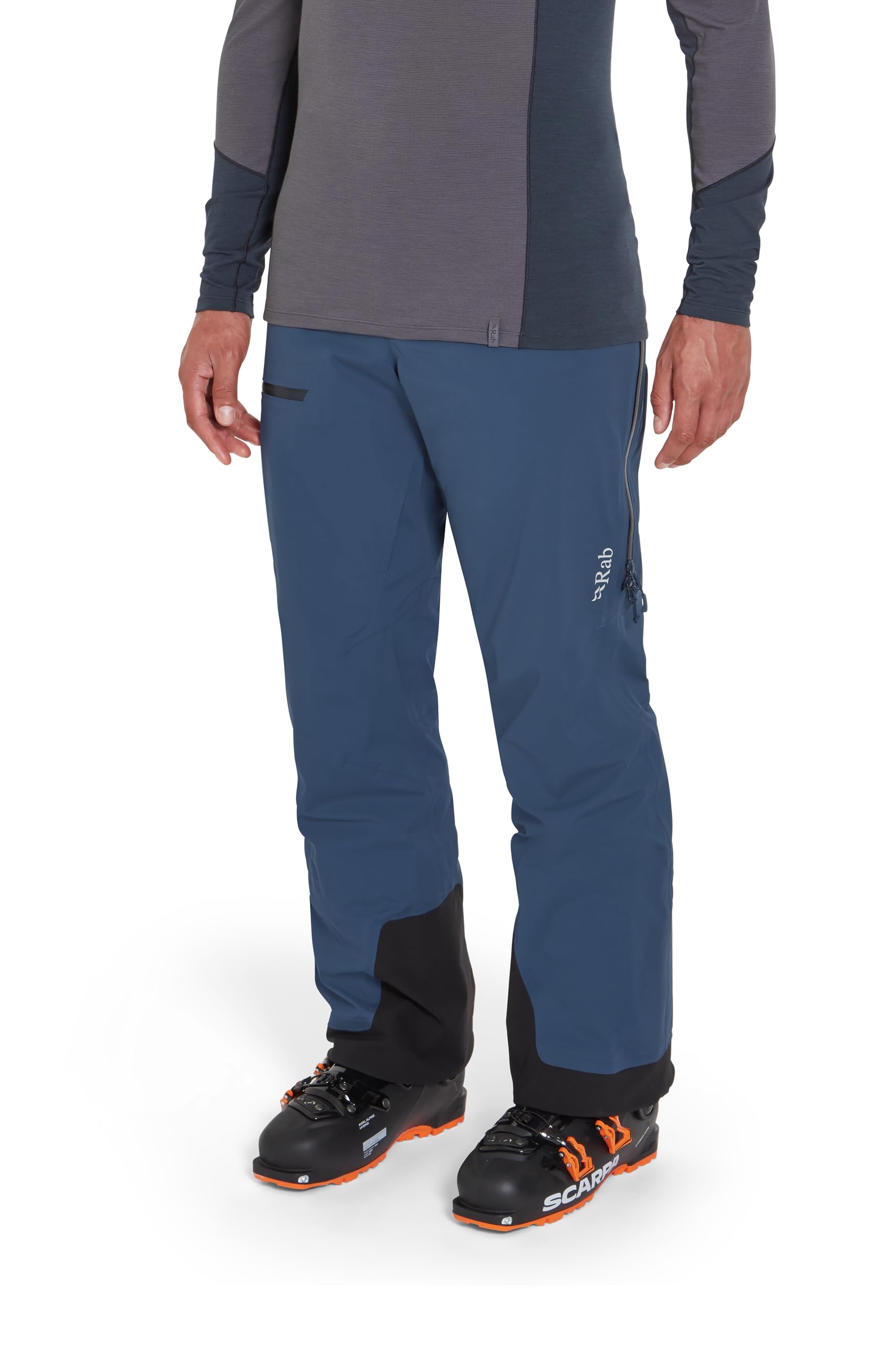 Rab Khroma Kinetic pants demonstrate snap adjusters for boot-compatible fit.