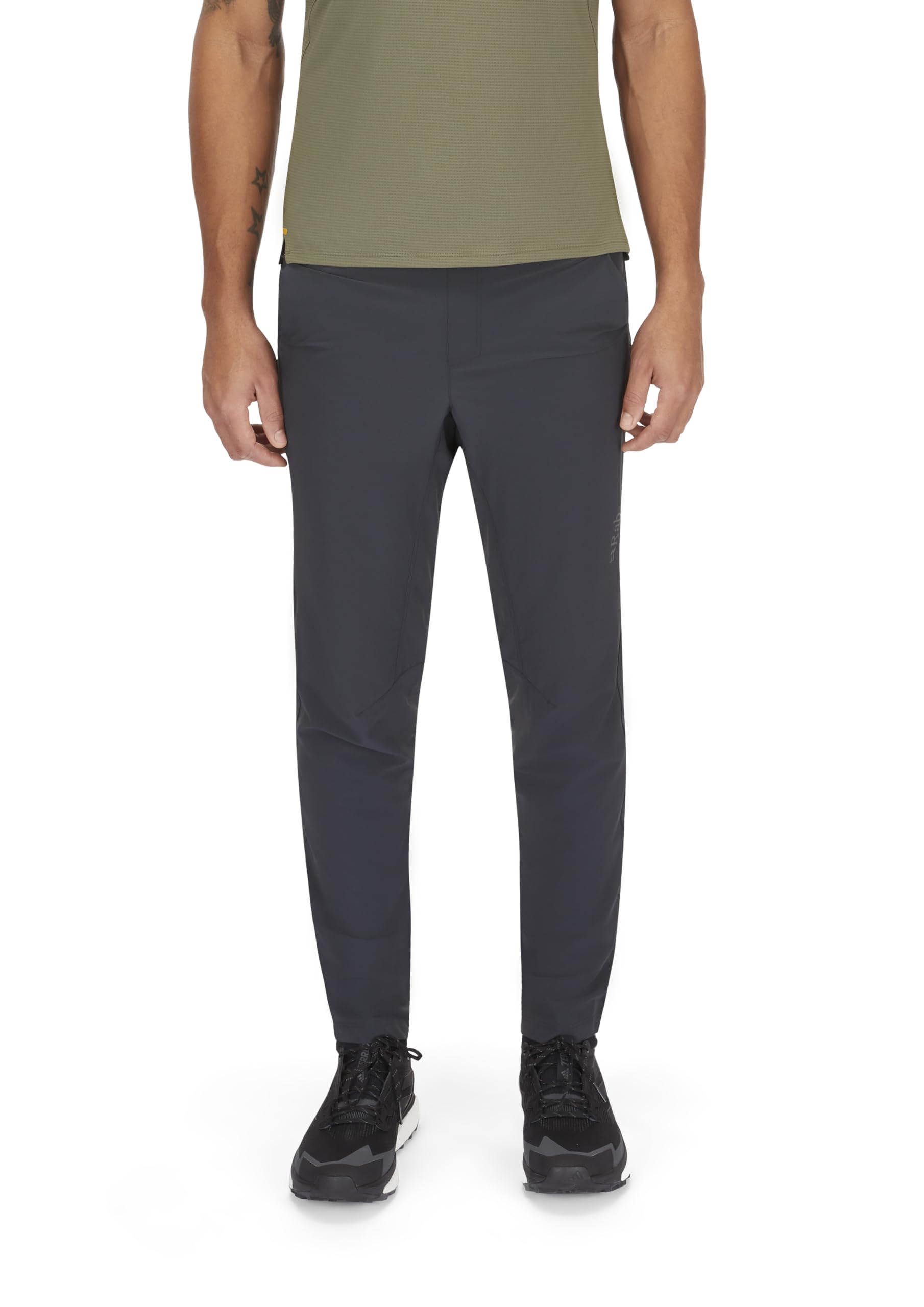 Rab Momentum Pants back view in Beluga color, flexible movement for mountaineering and backpacking.