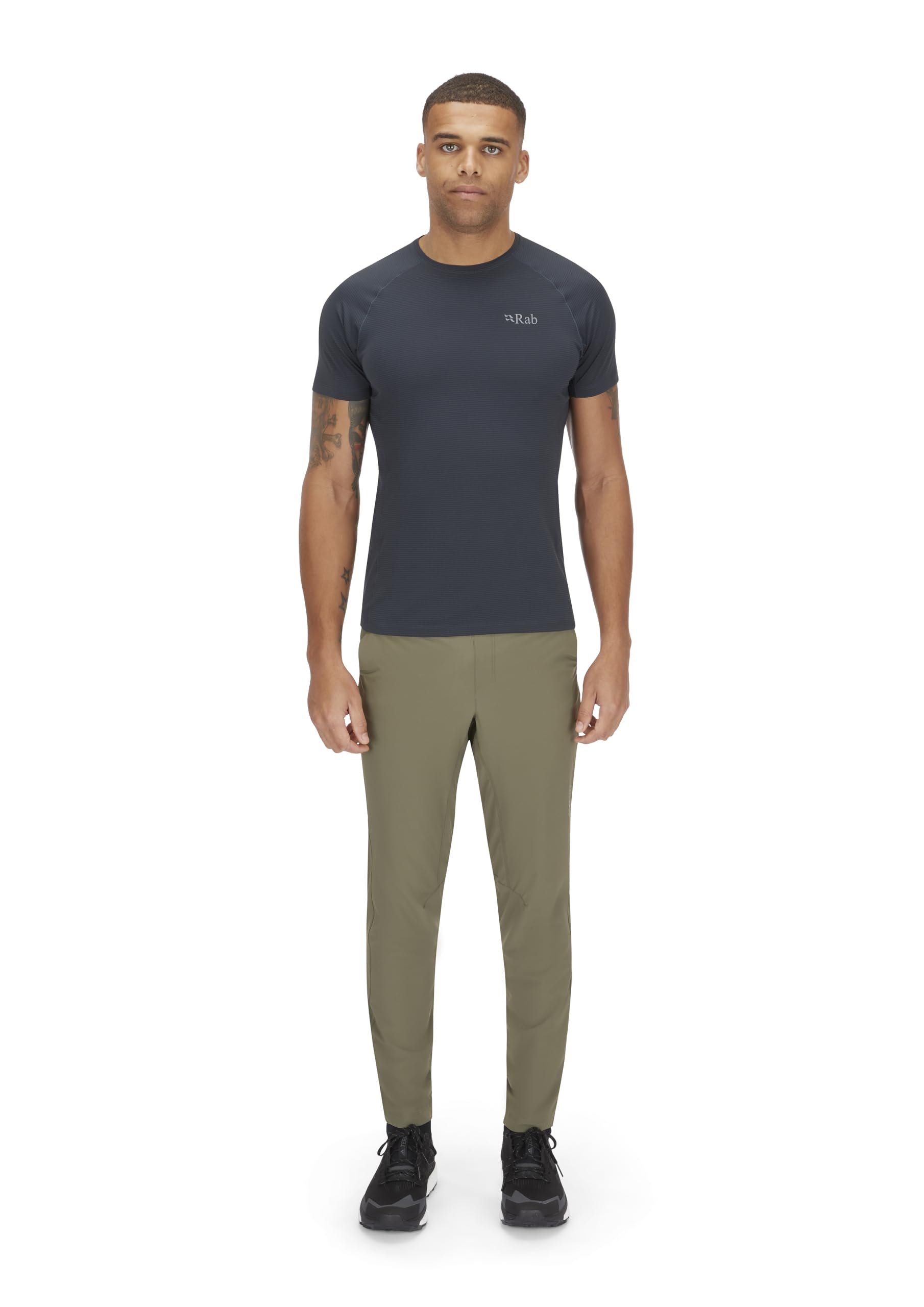 Rab Momentum Pants elastic-adjustable-waistband enables secure fit under packs.