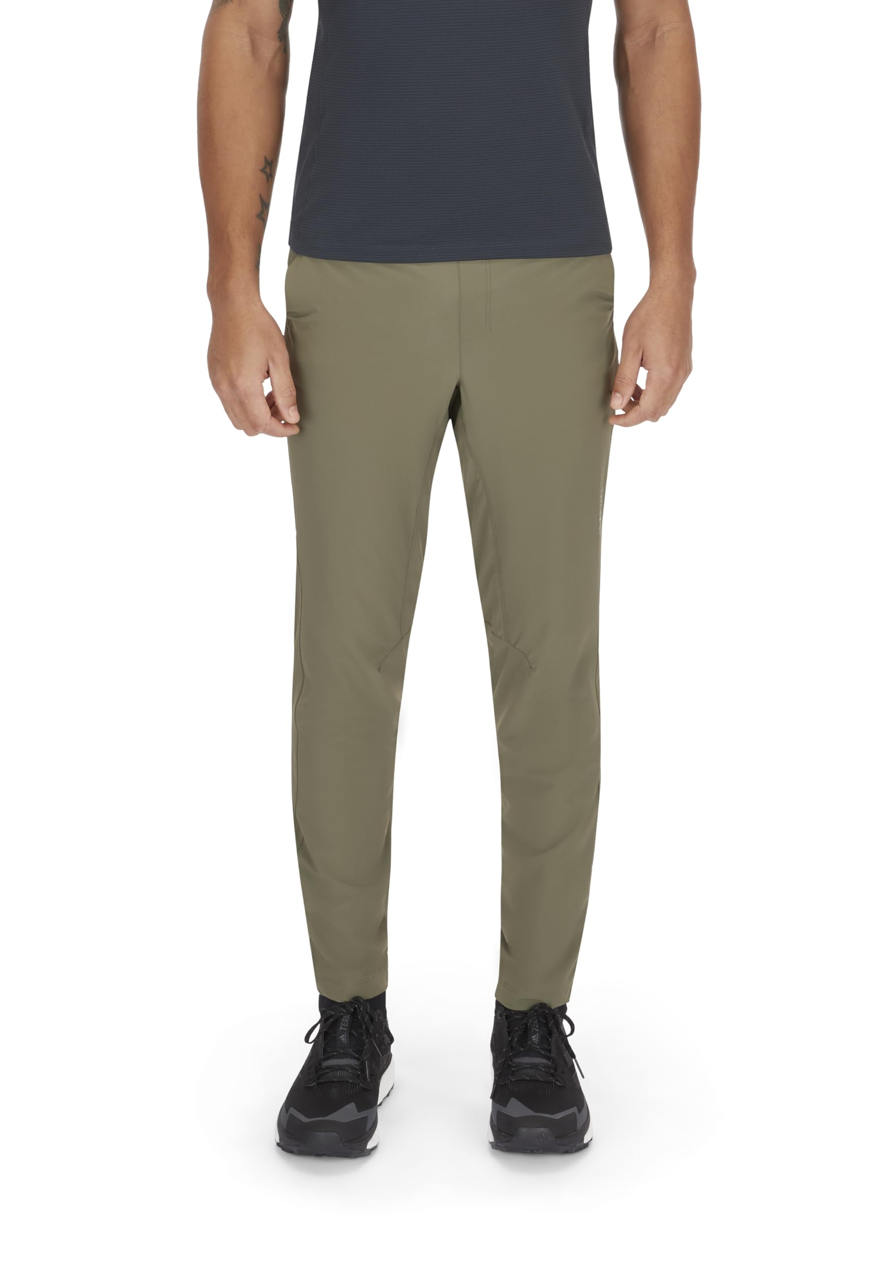 Rab Momentum Pants slim-articulated-knees profile supports full mobility with gear.