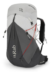 Rab Muon 50L backpack front view showing ultralight durability for long hikes.