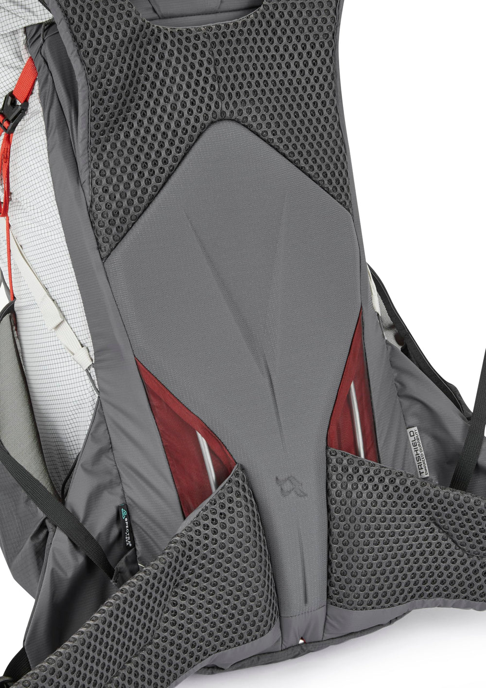 Rab Muon 50L hydration sleeve fits a 3L reservoir for on-trail sipping.