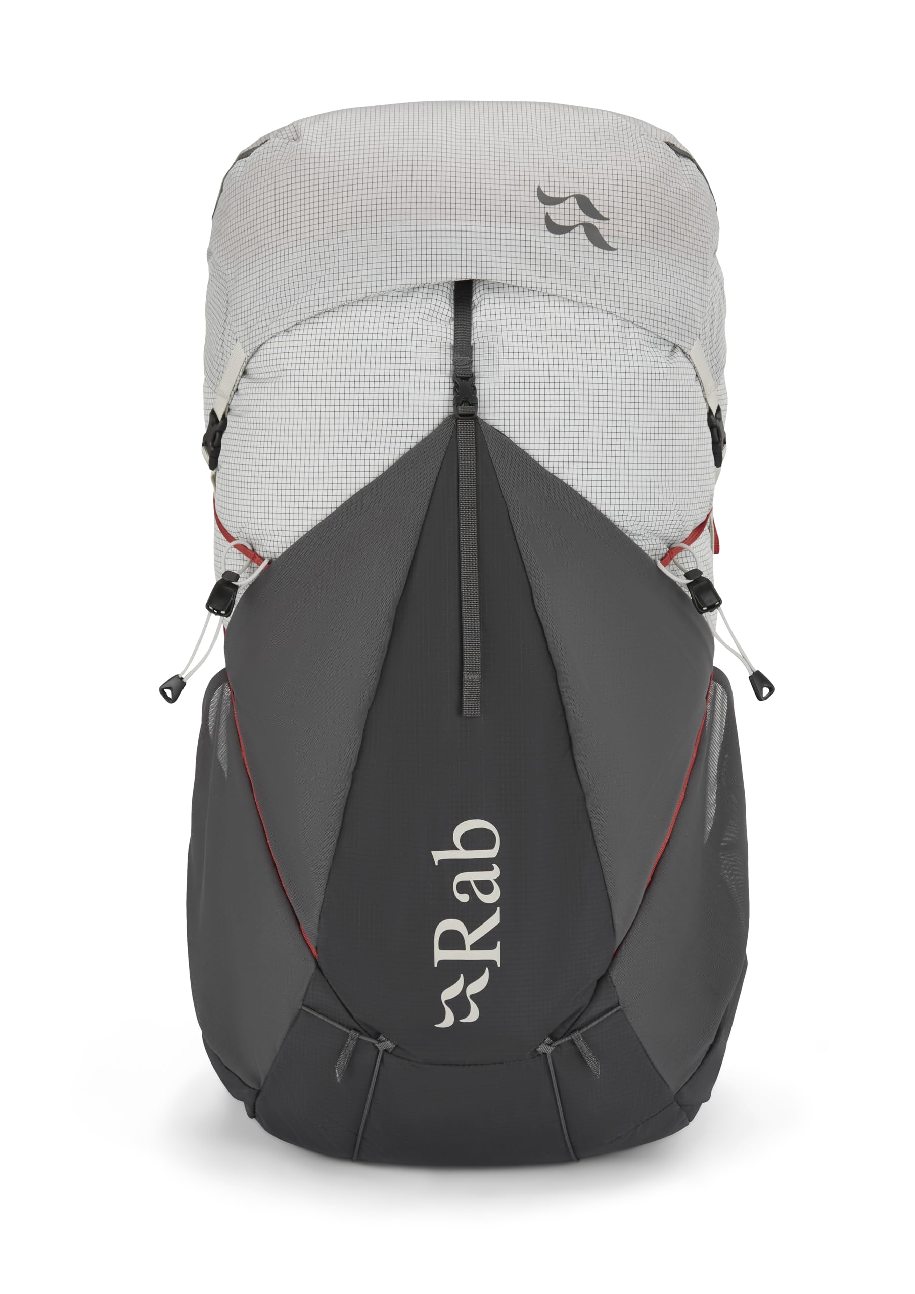 Rab Muon 50L Tri-Flex carry system demonstrates stable, light support.