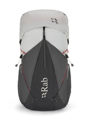 Rab Muon 50L Tri-Flex carry system demonstrates stable, light support.
