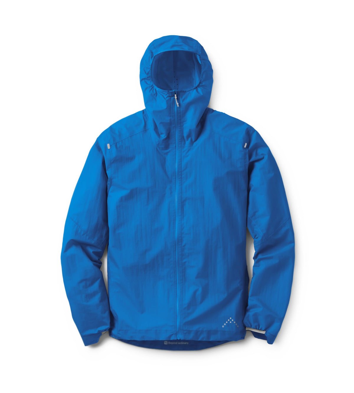 Rab Phantom Jacket Maya Blue front view highlights ultralight waterproof protection for trail running.