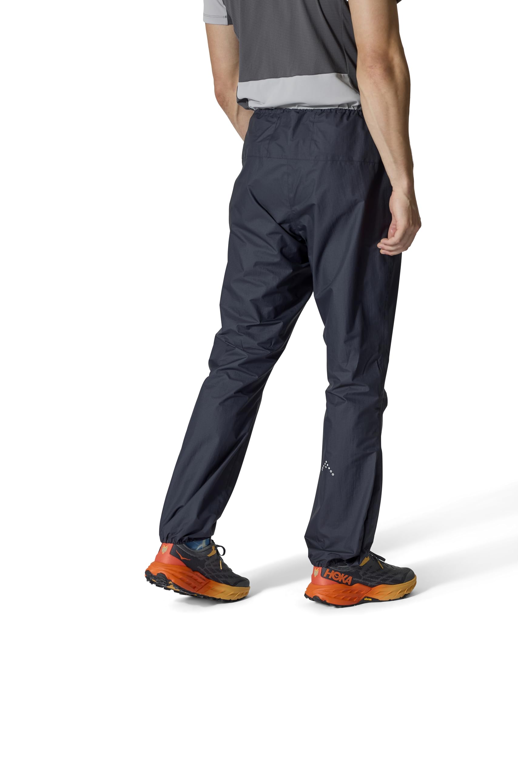Rab Phantom Pants partly elastic hems stay above trail shoes for smooth movement