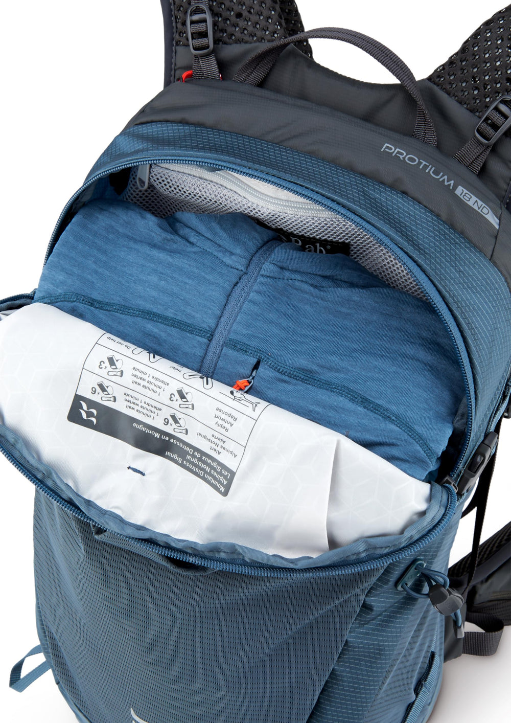 Rab Protium ND18L internal zip pocket secures valuables during hikes.