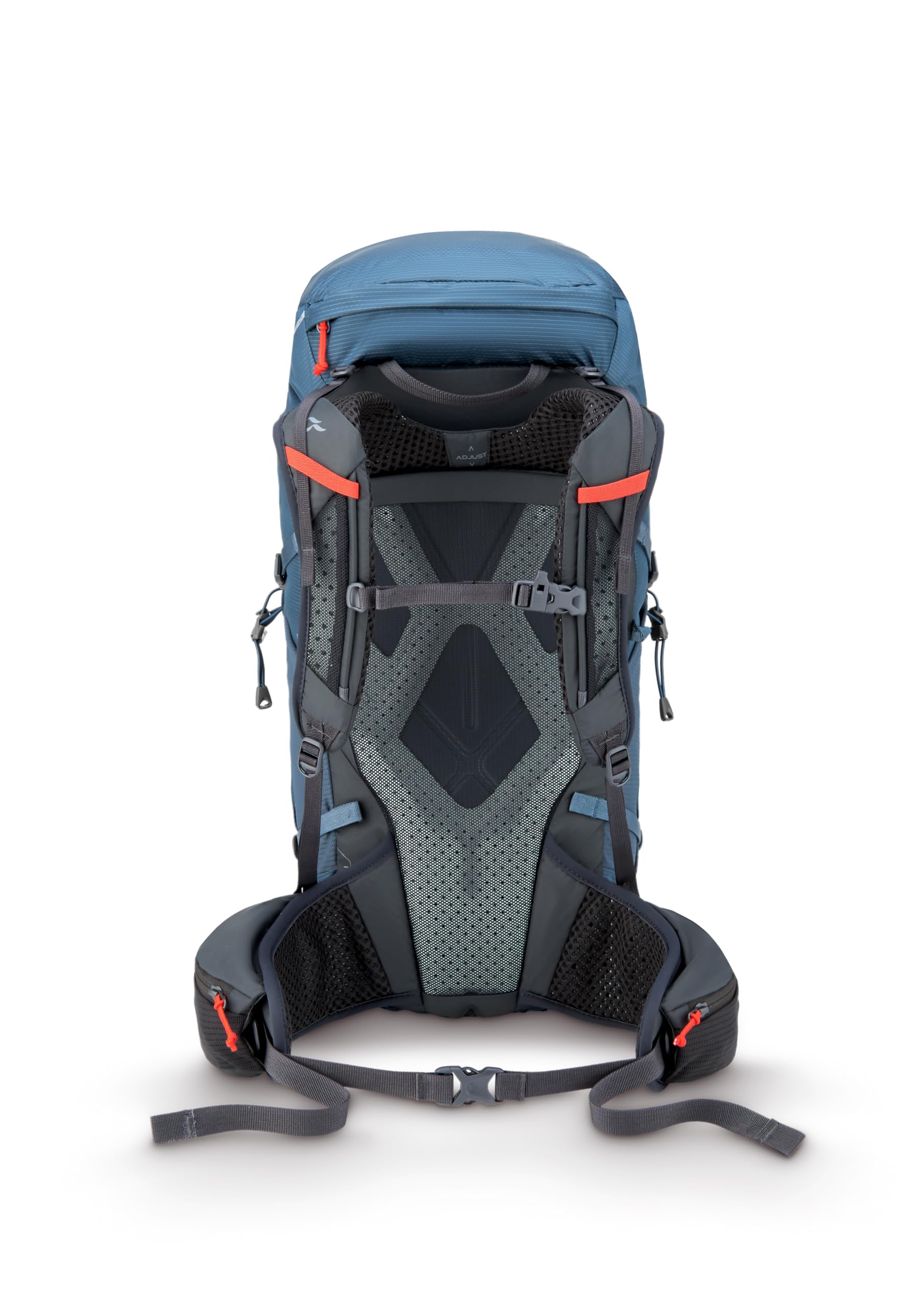 Rab Protium ND33L Orion Blue back panel detail highlighting Air Contour support for stable carry