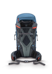 Rab Protium ND33L Orion Blue back panel detail highlighting Air Contour support for stable carry