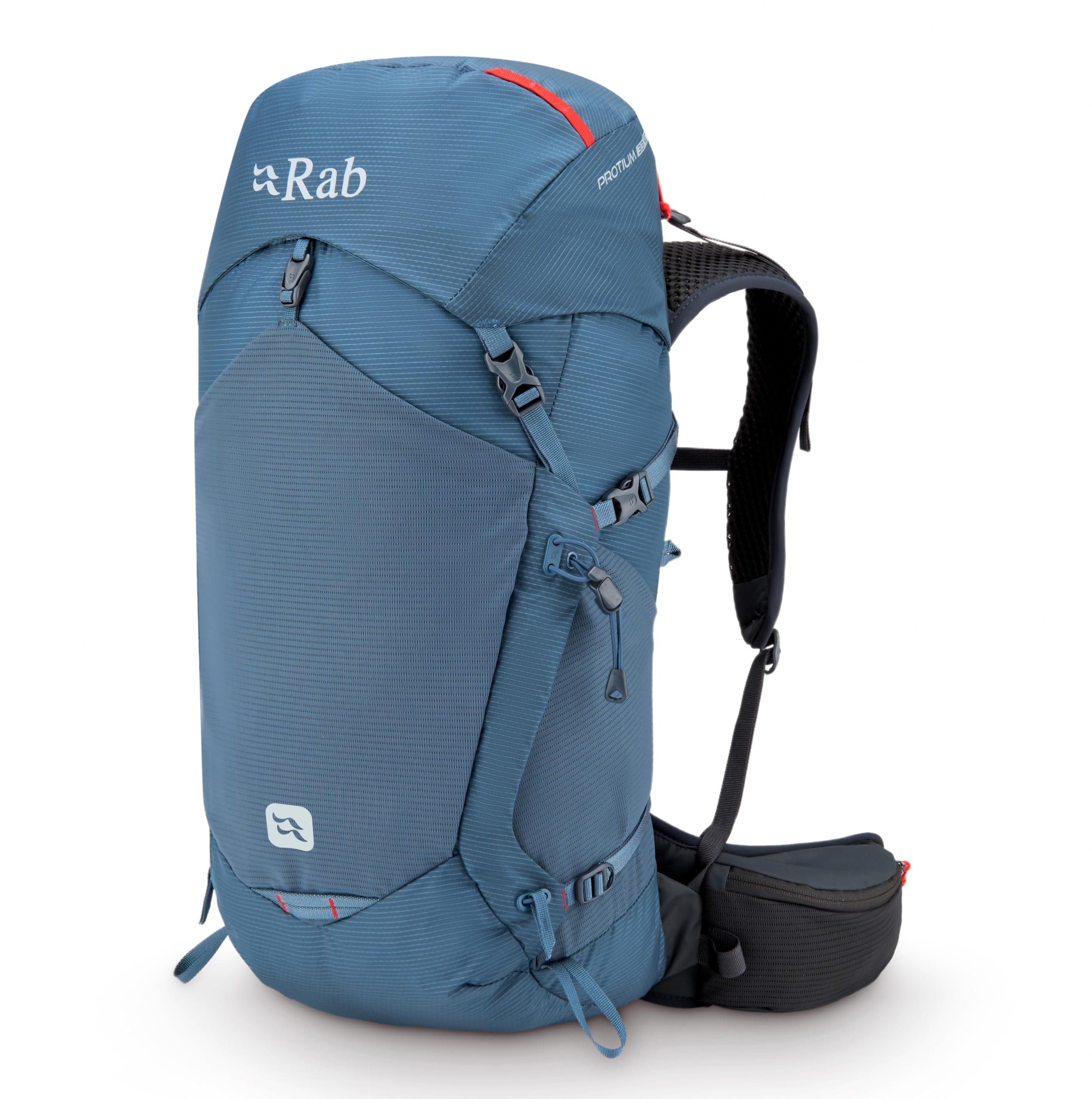 Rab Protium ND33L Orion Blue front view highlighting the spacious main compartment for day hikes