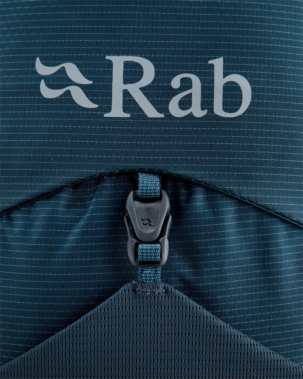 Rab Protium ND33L Orion Blue material texture showing weather-ready Robic ripstop