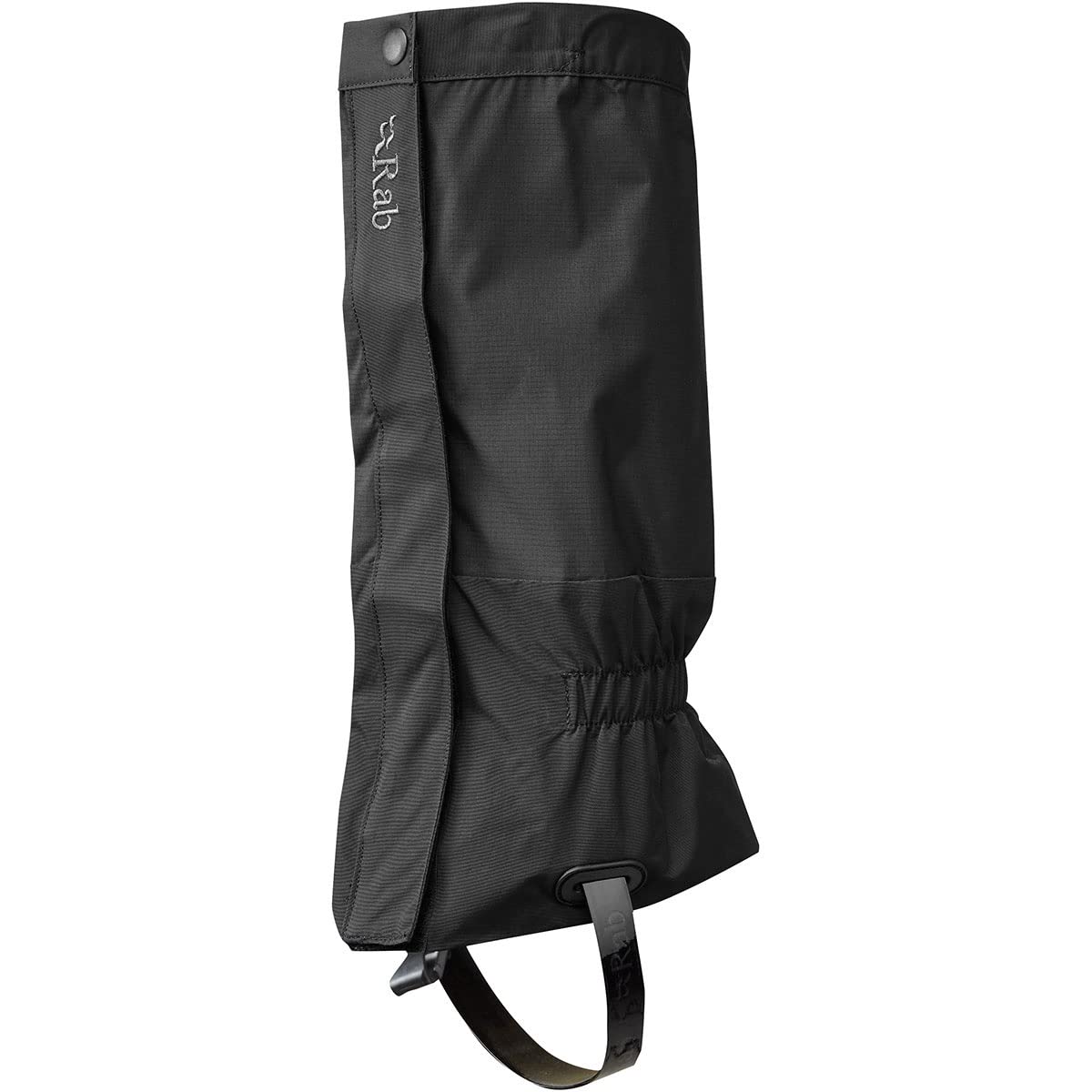 Rab Trek Gaiter worn over a hiking boot to protect against snow and debris on rugged trails.