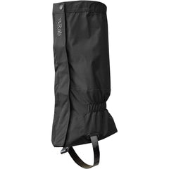 Rab Trek Gaiter worn over a hiking boot to protect against snow and debris on rugged trails.