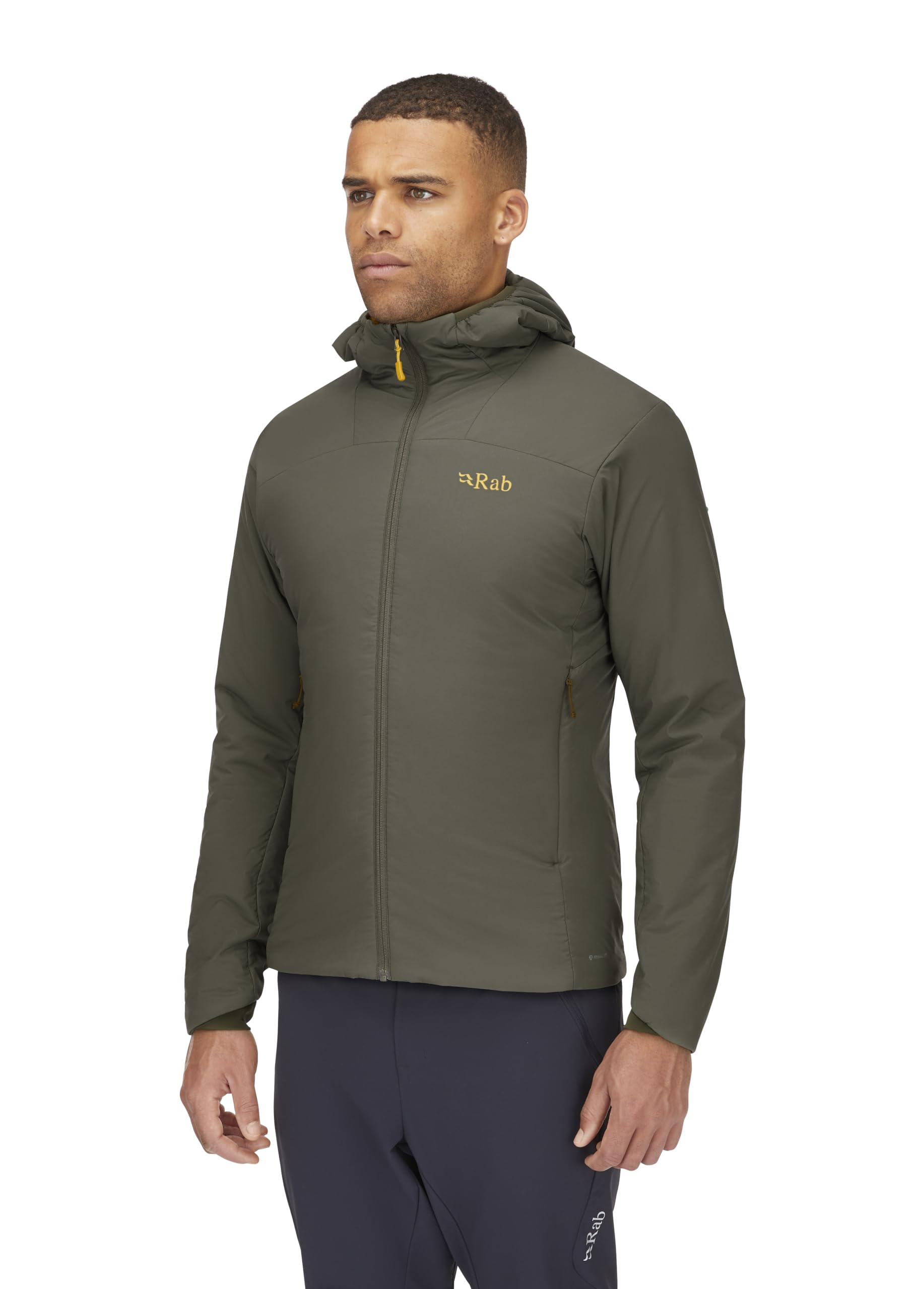 Rab Xenair Alpine Light Hooded Insulated Jacket folded-pack ready for compact warmth on day trips