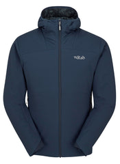 Rab Xenair Alpine Light jacket front view shows Tempest Blue warmth.