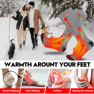 Rabbitroom heated socks with three heat levels for customizable warmth.