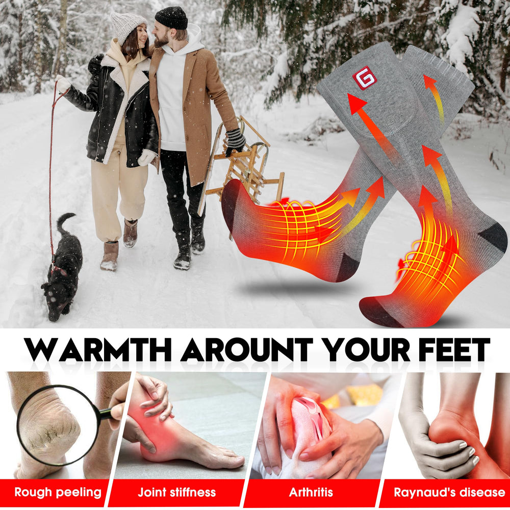 Rabbitroom heated socks with three heat levels for customizable warmth.