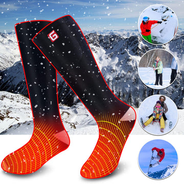 Rabbitroom heated socks fishing in snow with warm feet