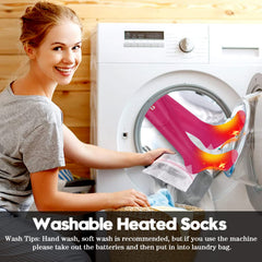 Rabbitroom heated socks on feet delivering cozy warmth during outdoors