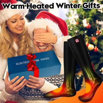 Rabbitroom heated socks outdoorsy setup emphasize warmth for hunting or camping.