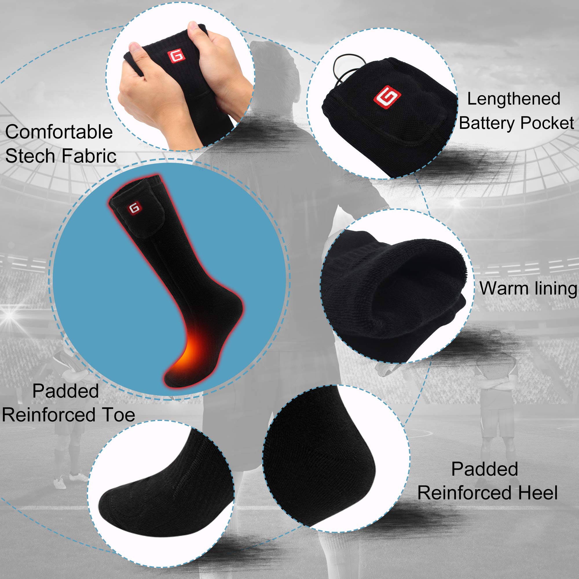 Rabbitroom heated socks during skiing scene showcase reliable warmth on slopes.