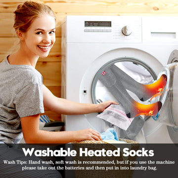 Rabbitroom heated socks are washable and quick-drying for easy care.