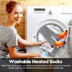 Rabbitroom heated socks are washable and quick-drying for easy care.