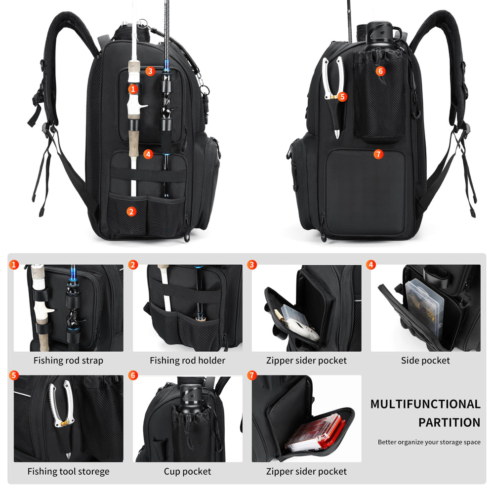Rabjen main compartment with removable divider adapts space for two or one area.