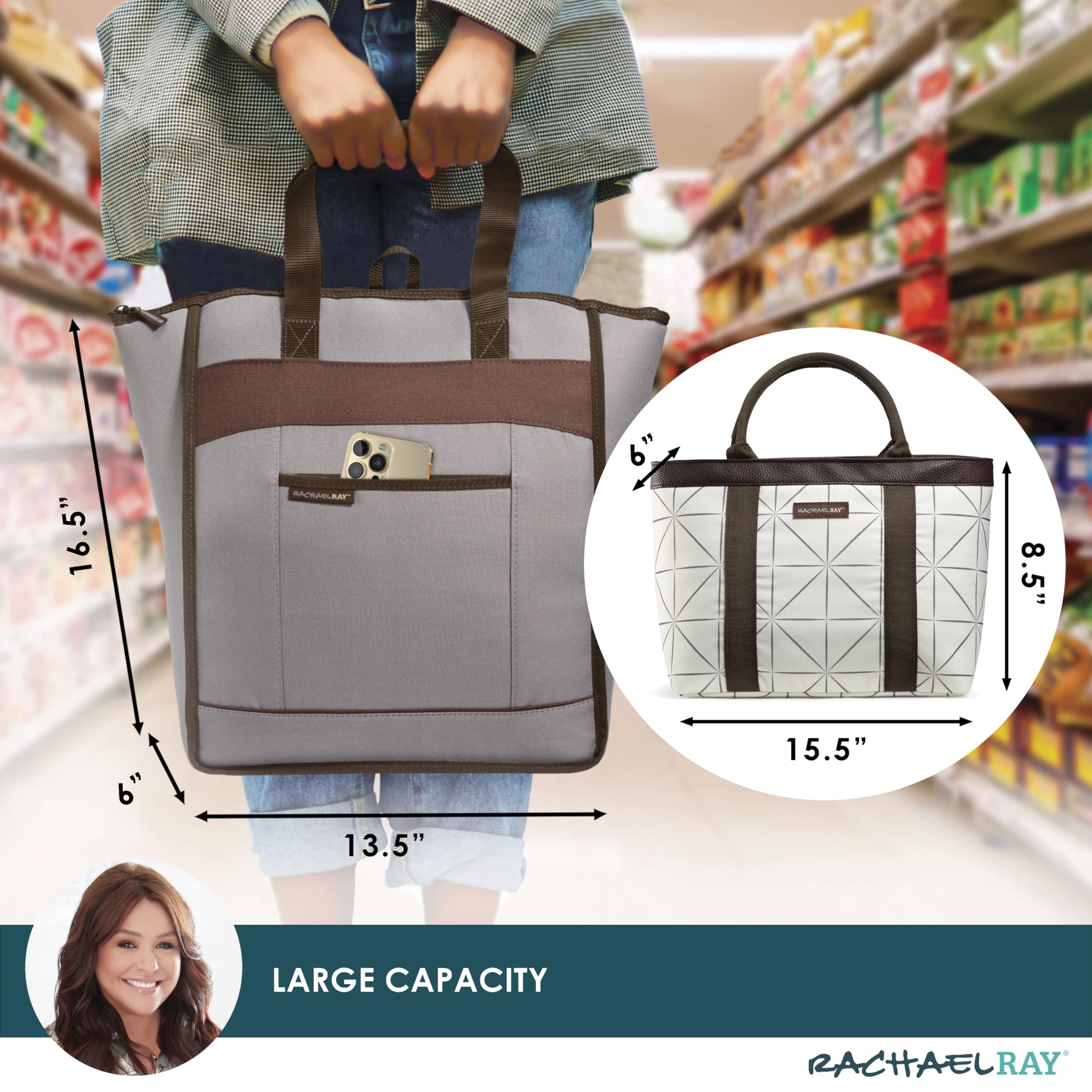 Rachael Ray Chillout cooler tote foldable design saves space when not in use.