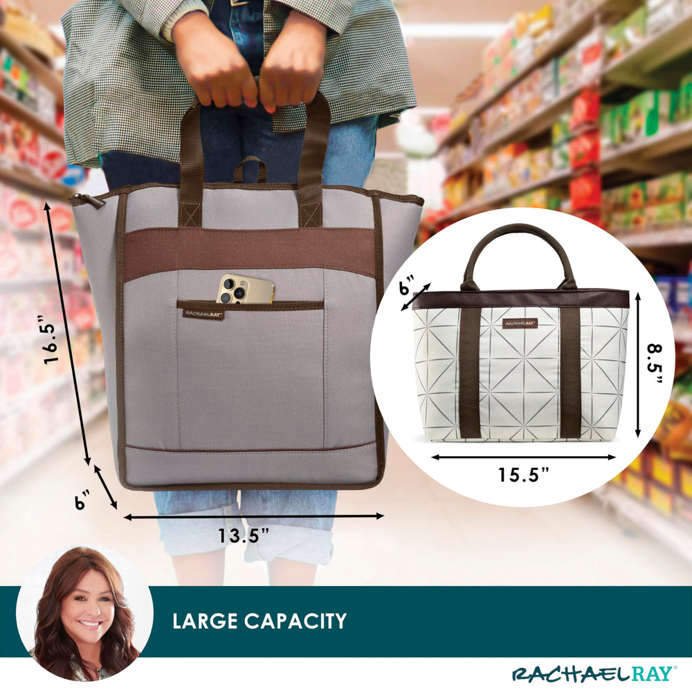 Rachael Ray Chillout cooler tote foldable design saves space when not in use.